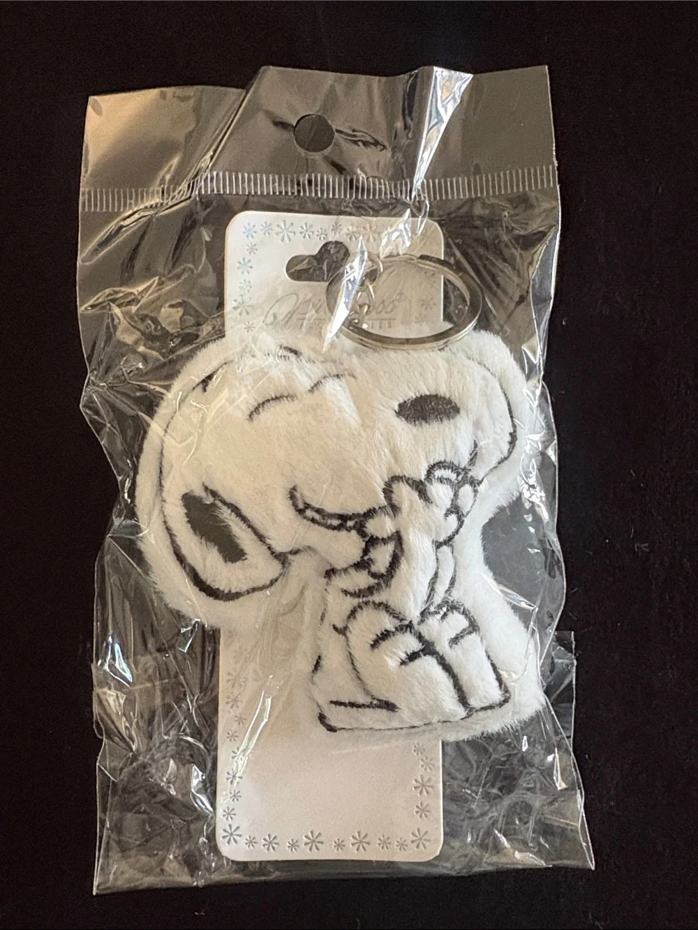 Plush Snoopy Keychain - White with Black Stitching